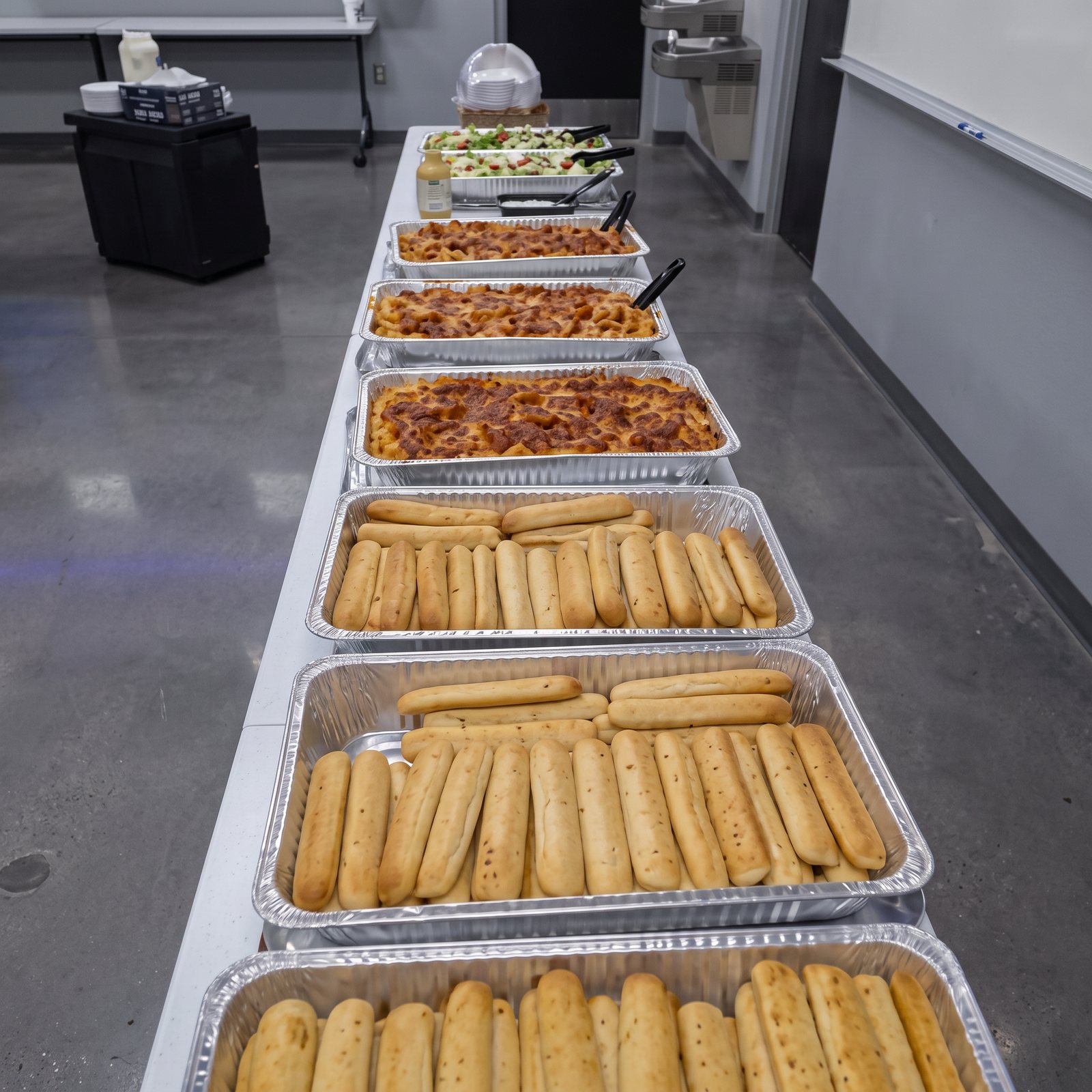 Homemade catering buffet line ready for guests in Kansas City
